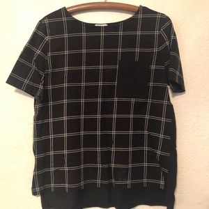 Front Pocket Black and White Checkered Shirt